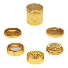 Black Leaf | CNC Flower-Grinder | 5-tlg. gold | Ø 62 mm / H 64 mm