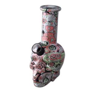 Mini Glasbong | Skull GLOW #4 | H 150mm | Ø 74/31mm | Steckchillum
