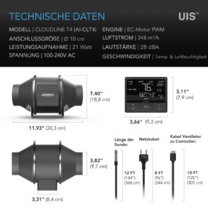 AC Infinity | CLOUDLINE T4 | 100 mm | mit Smart Controller
